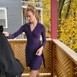 Anne Klein Purple Pattern Wrap Dress